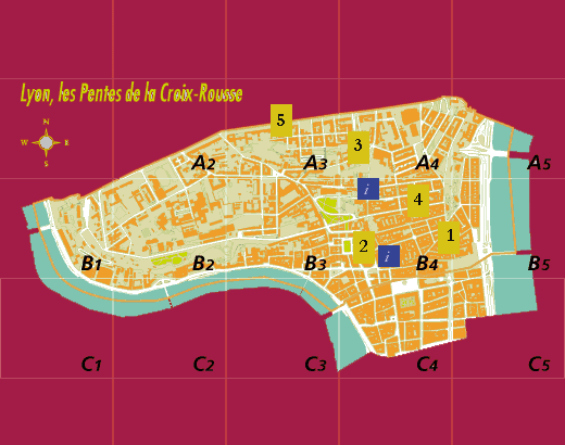 Le plan de Lyon, les Pentes de la Croix-Rousse
