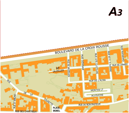 Le plan de Lyon, les Pentes de la Croix-Rousse